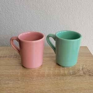 Pastel Pink and Mint Green Mug Duo